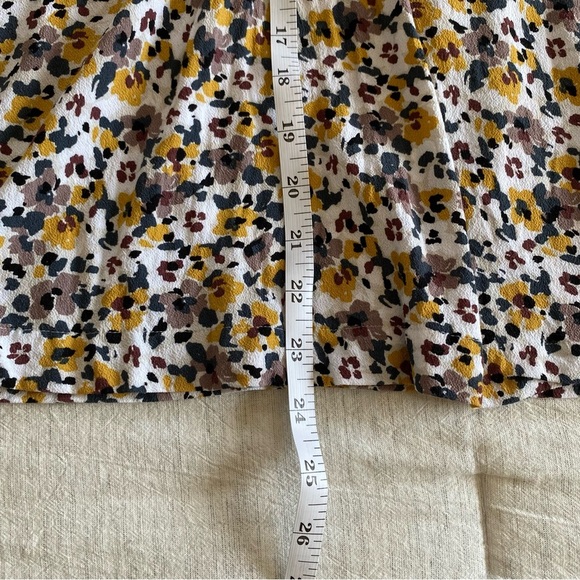 Loft V Neck Floral Long Sleeve Blouse Fall Work Top Yellow White Purple Madewell - Picture 7 of 8